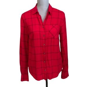 a. new. day.  red plaid button up shirt. Size S.